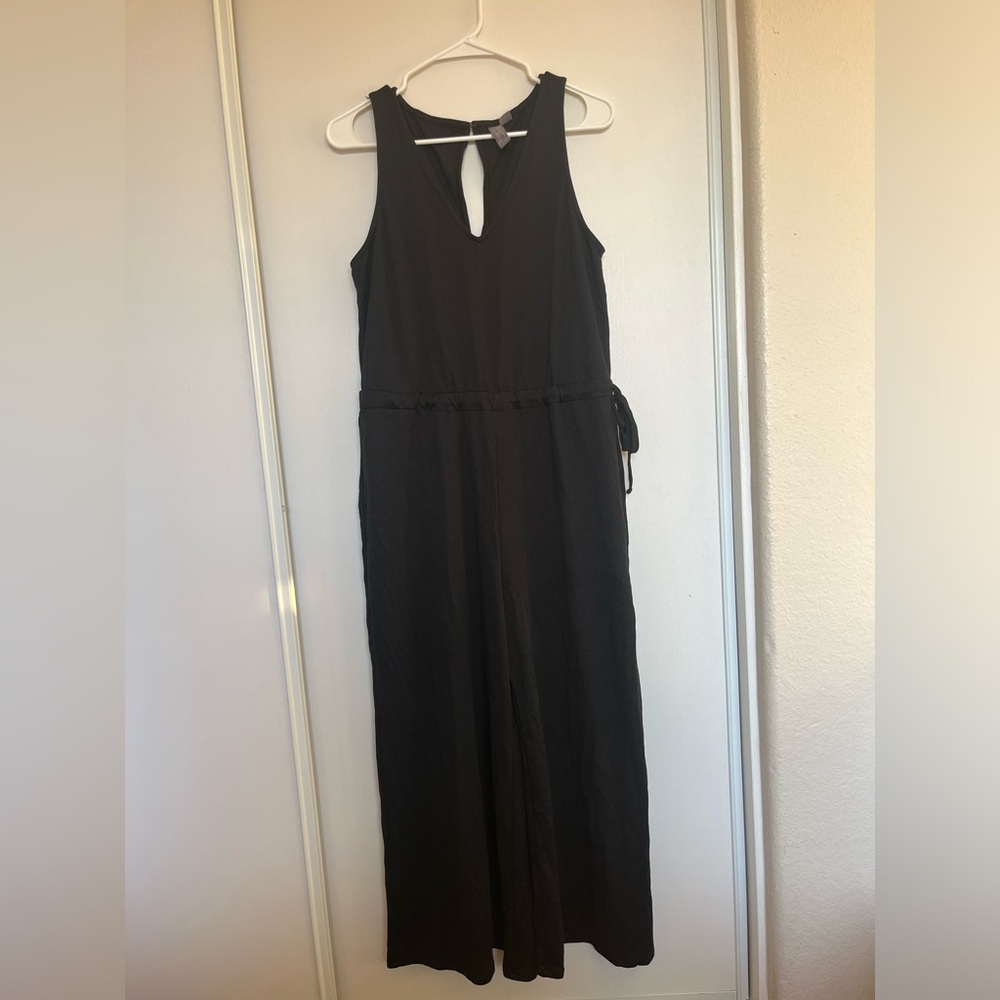 New‎ Sweaty Betty Cruise Cupro V Neck Wide Leg Jumpsuit Black Size 8 - Picture 2 of 8